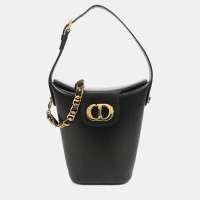 Pre-owned Dior Black Mini Calfskin 30 Montaigne Amber Bucket Bag
