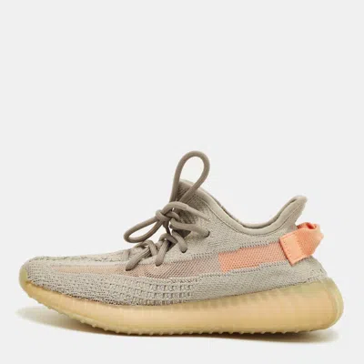 Pre-owned Yeezy X Adidas Grey Knit Fabric Boost 350 V2 True Form Sneakers Size 38 2/3 In Gray