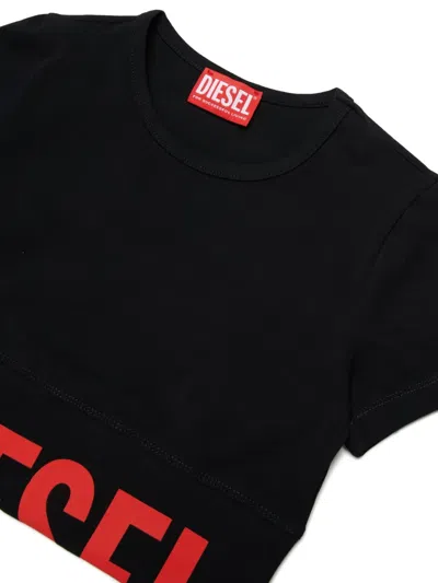 Diesel Tcefy Logo-hem Crew-neck T-shirt In Black