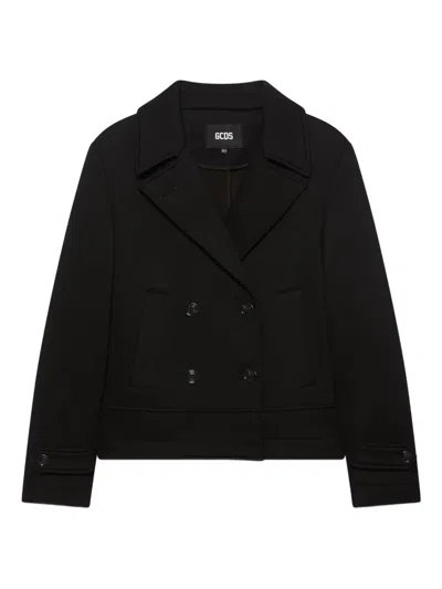 Gcds Double-breasted Welt-pocket Jacket In Black