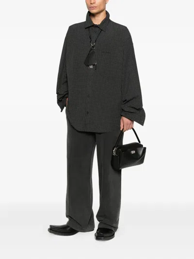 Balenciaga Rectangular Leather Handbag Top Handle In Black