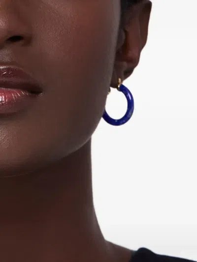 Mateo 14k Yellow Gold Lapis Lazuli Hoop Earrings In Black