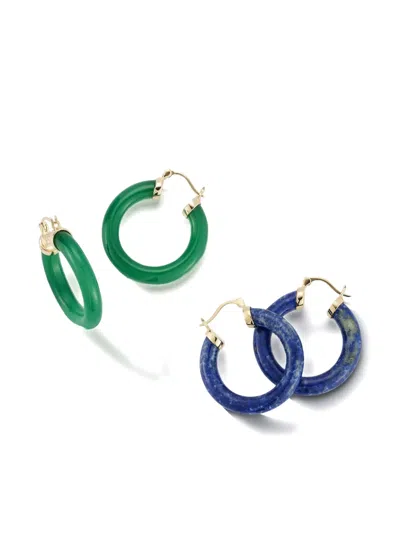 Mateo 14k Yellow Gold Lapis Lazuli Hoop Earrings In Black