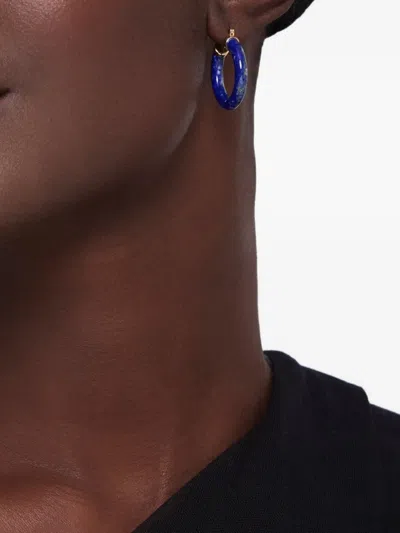 Mateo 14k Yellow Gold Lapis Lazuli Hoop Earrings In Black