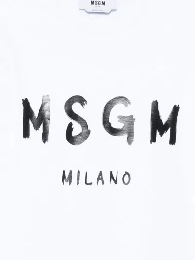 Msgm Logo-print Crew-neck Sweatshirt In White