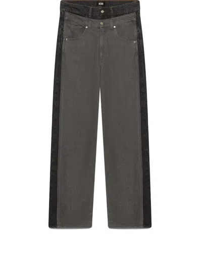 Gcds Panelled Jeans In Gray