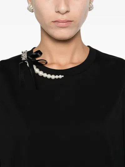 Simone Rocha Chain Pearl T-shirt In Black