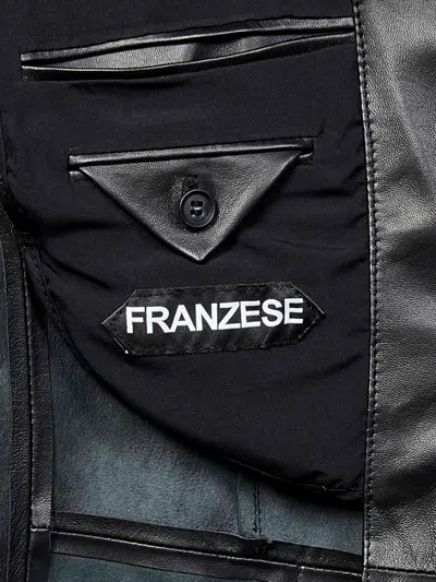 Franzese Collection Single-breasted Leather Blazer In Black