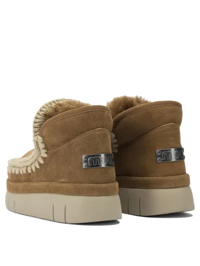 Mou Beige Sheepskin Ankle Boots In Nude