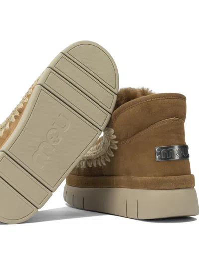 Mou Beige Sheepskin Ankle Boots In Nude