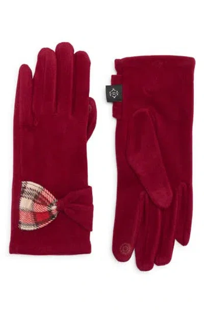 Nanette Lepore Plaid Bow Detail Gloves In Red