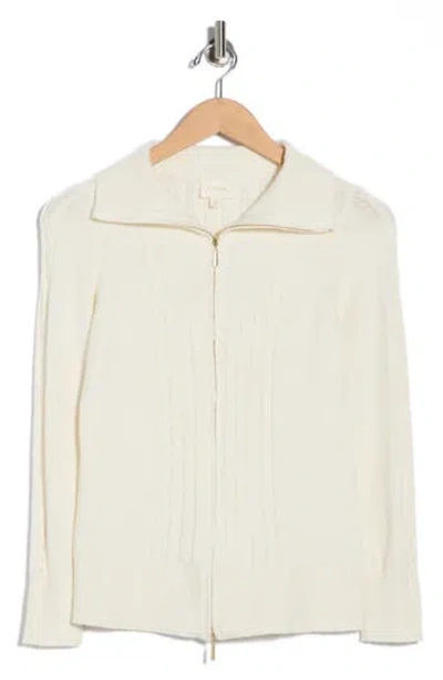 Cyrus Double Zip Cardigan In White