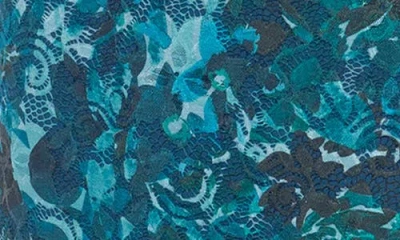 Marina Stretch Lace Long Sleeve Cocktail Dress In Blue