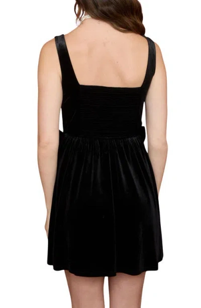 Blu Pepper Bow Trim Minidress In Black