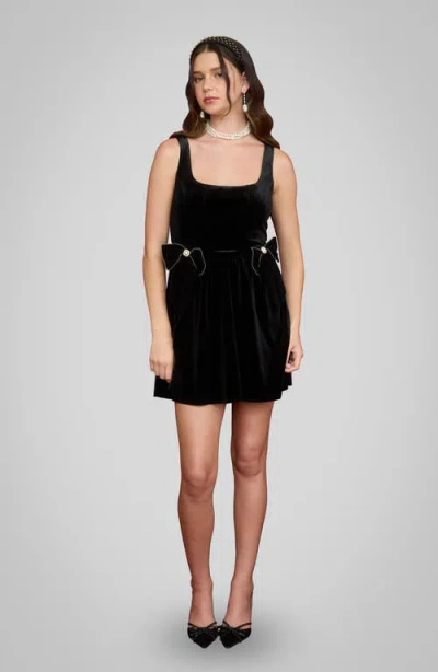 Blu Pepper Bow Trim Minidress In Black