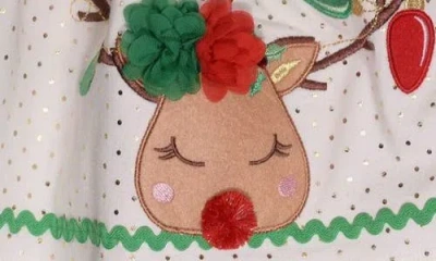 Bonnie Jean Kids' Reindeer Tunic & Leggings Set In Green