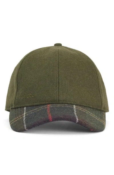 Barbour Roker Plaid Wool Blend Baseball Cap In Green