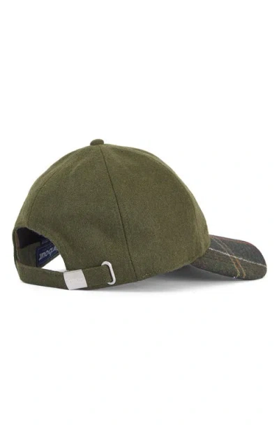 Barbour Roker Plaid Wool Blend Baseball Cap In Green