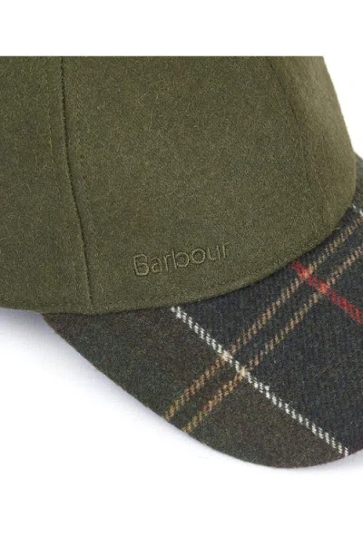Barbour Roker Plaid Wool Blend Baseball Cap In Green