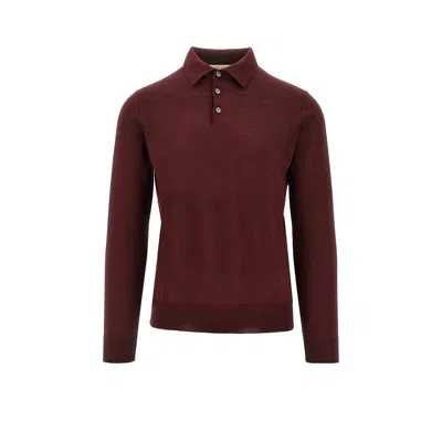 The Pull L And Silk Polo Sweater In Red