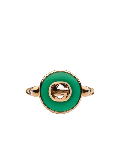 Gucci Interlocking 18k Ring In Green