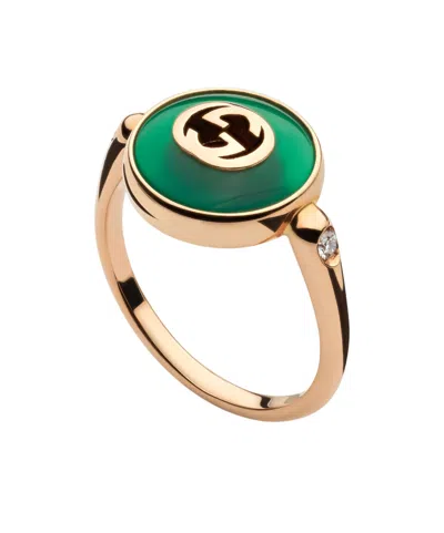 Gucci Interlocking 18k Ring In Green
