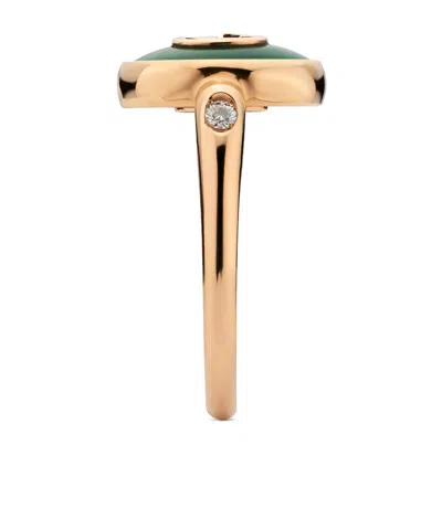 Gucci Interlocking 18k Ring In Green