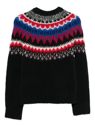 Closed Wool Crewneck Jumper In Animal Print