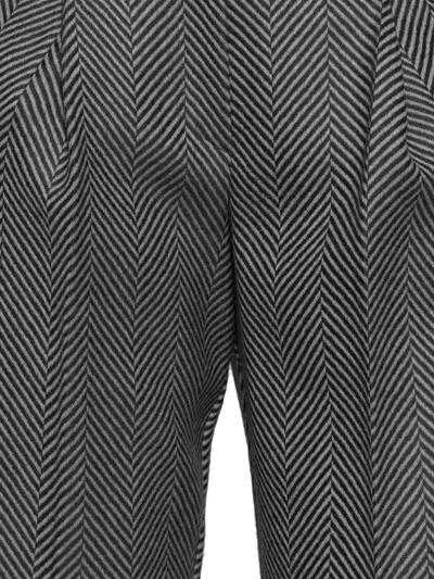 Forte Forte Highrise Trousers In Wool With Chevron Patterning In Gray