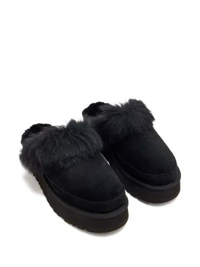 Ugg Disquette Chalet Suede And Sheepskin Slippers In Black
