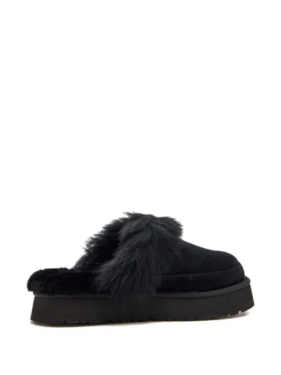 Ugg Disquette Chalet Suede And Sheepskin Slippers In Black