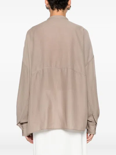 Brunello Cucinelli Relaxed Fit Blouse V Neck Detail In Brown