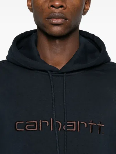 Carhartt Wip Main Logo Cotton Hoodie In Black