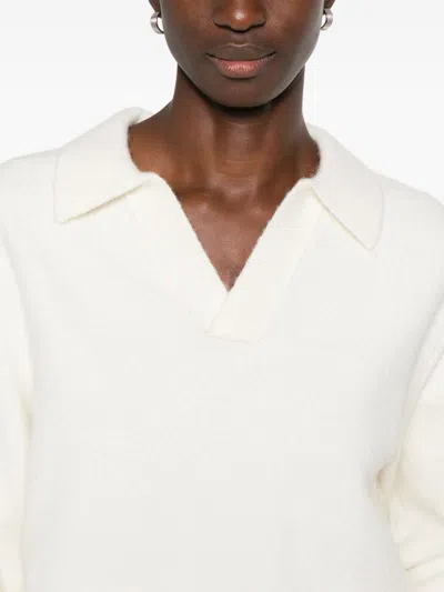 Dunst Wool Blend Polo Sweater In White