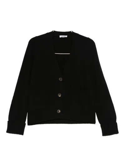 Base V-neck Cardigan In Black