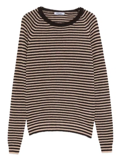 Base Striped Wool Sweater In Brown