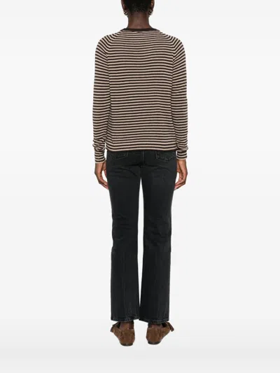 Base Striped Wool Sweater In Brown