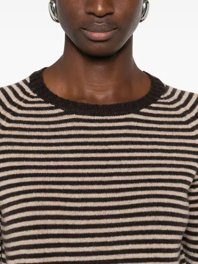 Base Striped Wool Sweater In Brown