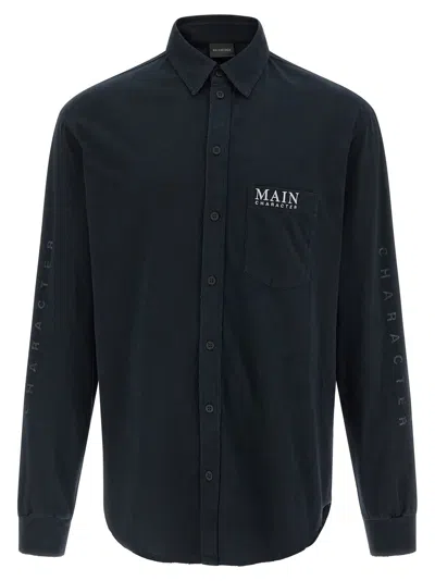Balenciaga Main Character Artwork Long-sleeved Jersey Polo Shirt Clothing In Black