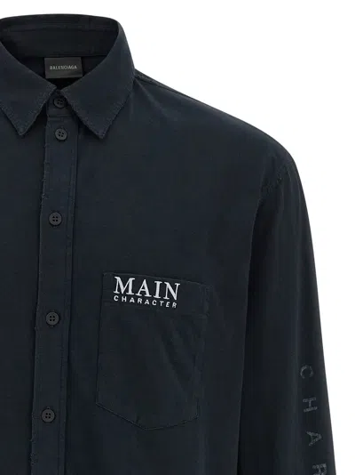 Balenciaga Main Character Artwork Long-sleeved Jersey Polo Shirt Clothing In Black