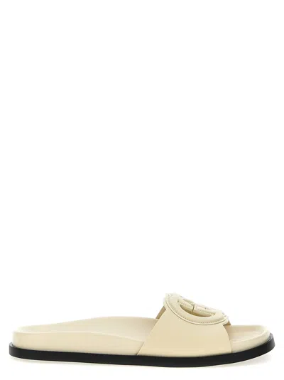 Gucci Logo Cut Out Slides Sandals White In White