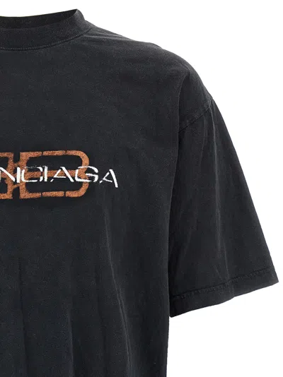 Balenciaga Logo Print T Shirt In Black