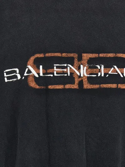 Balenciaga Logo Print T Shirt In Black