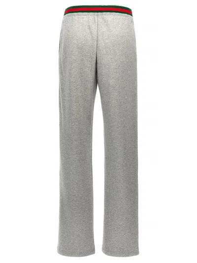 Gucci Women Cotton Jersey Jogging Pants With Web Detail In Gray