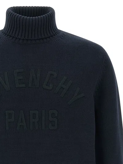 Givenchy ' Paris' Turtleneck Sweater In Blue