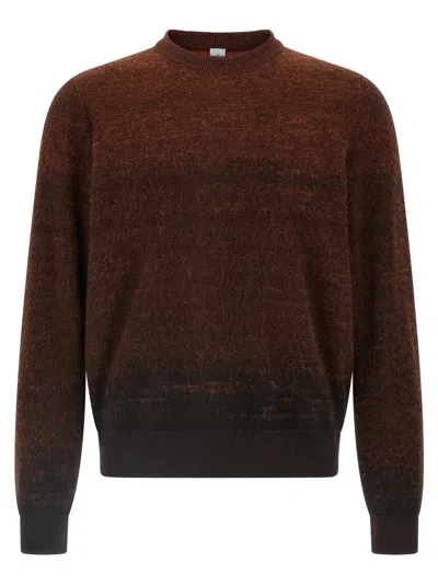 Berluti Ribbed Knit Sweater Textured Fabric In Brown