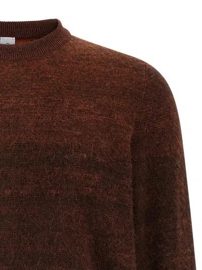 Berluti Ribbed Knit Sweater Textured Fabric In Brown