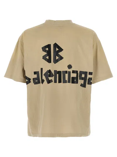Balenciaga 'tape Type' T Shirt In Gold