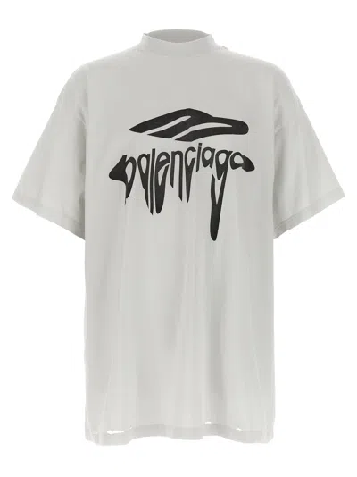 Balenciaga Grey 3b Liquefied Oversized T-shirt In White