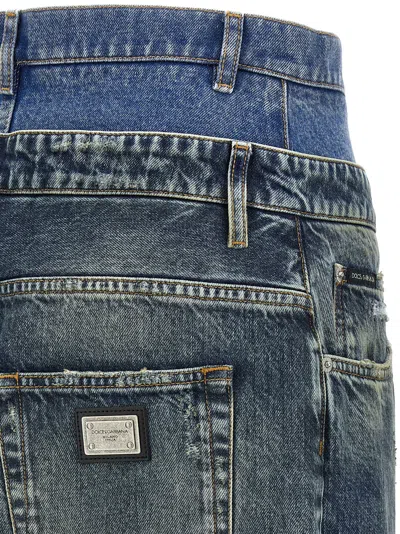 Dolce & Gabbana Double Layer Jeans In Blue